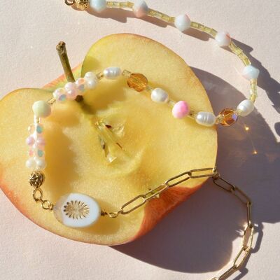 Collier mi-chaîne mi-perles avec perles naturelles