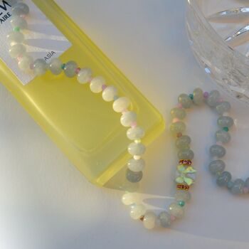 Collier de perles de pierres précieuses coquette, Collier de perles noeud 1