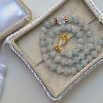 Collier de perles de pierres précieuses coquette, Collier de perles noeud 7