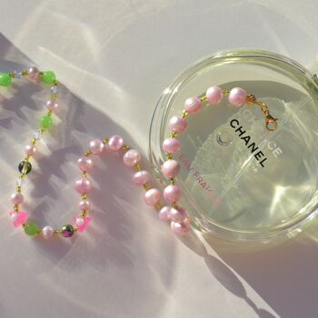 Collier de perles et de perles élégant, collier ras de cou en perles roses 1