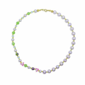 Collier de perles et de perles élégant, collier ras de cou en perles roses 2