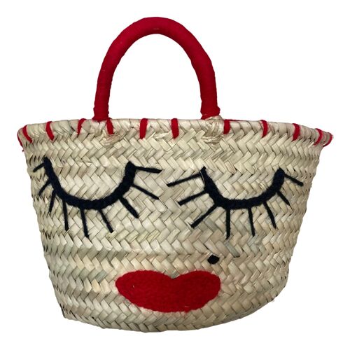 Emoji Embroidered Straw Bag