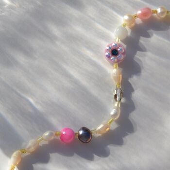 Collier ras de cou perlé floral pastel, collier de perles pour elle 5