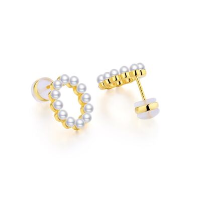 Gold Plated Silver Pearl Ear Studs - Number 0