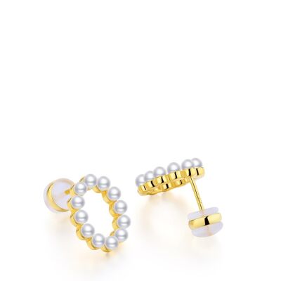 Gold Plated Silver Pearl Ear Studs - Number 0