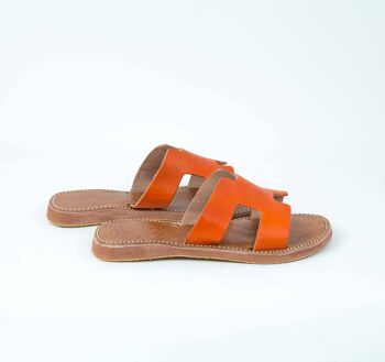 Sandale en cuir orange en forme de H 3