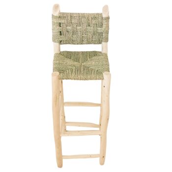 Chaise haute de bar en bois fait main avec corde naturelle boho chic