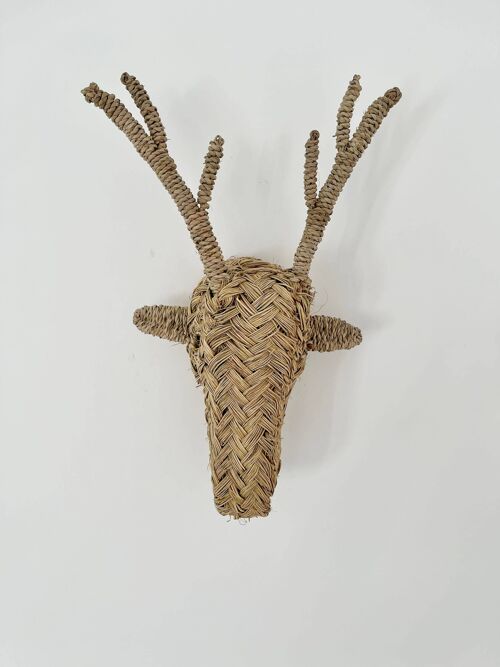 Handwoven rattan decor wicker Deer mask wall hanging