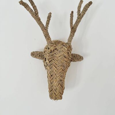 Colgante de pared de máscara de ciervo de mimbre de decoración de ratán tejido a mano