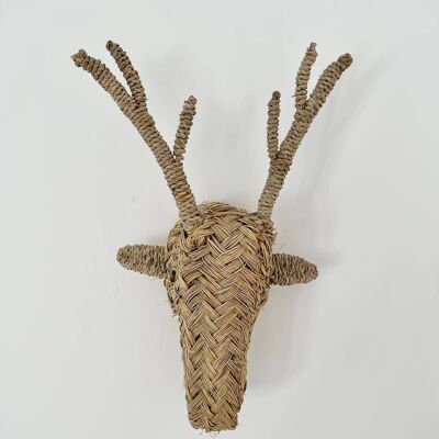 Handwoven rattan decor wicker Deer mask wall hanging