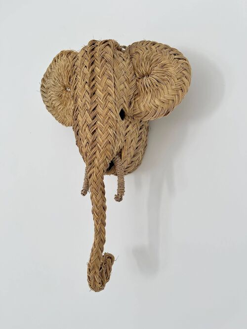 Handwoven rattan decor wicker Elephant mask from Morocco