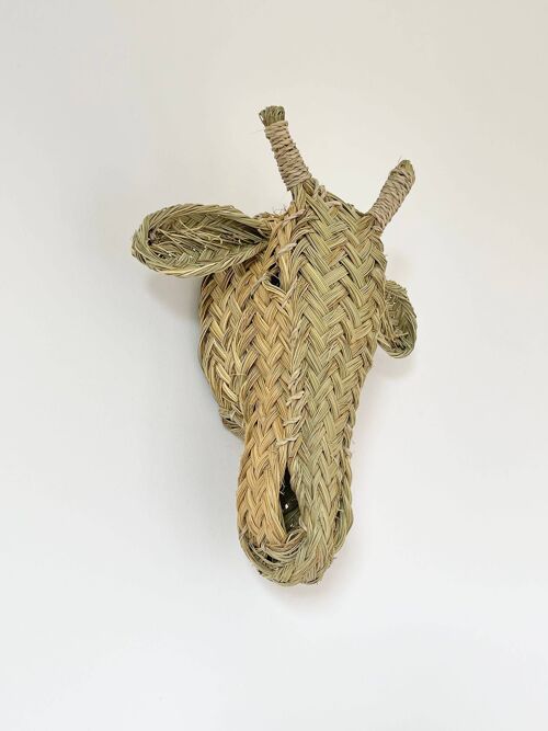 Handwoven rattan decor wicker Giraffe mask wall hanging