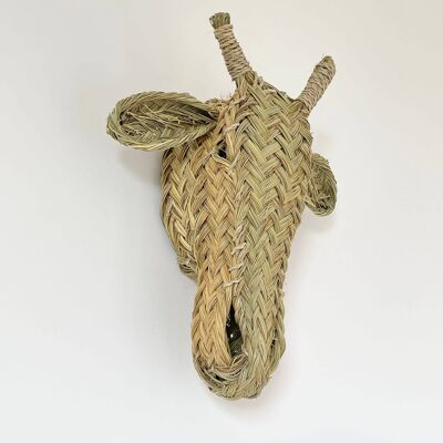 Handwoven rattan decor wicker Giraffe mask wall hanging