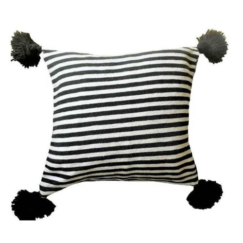 Handwoven Wool-Cotton Cushion Covers POMPOM