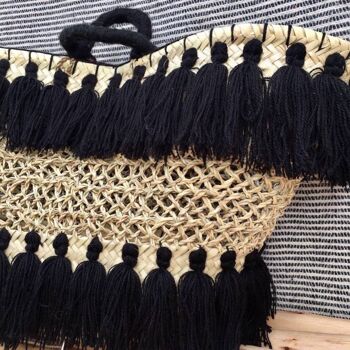 Sac à pompon en paille de dentelle - Sac de plage fait main personnalisé 4