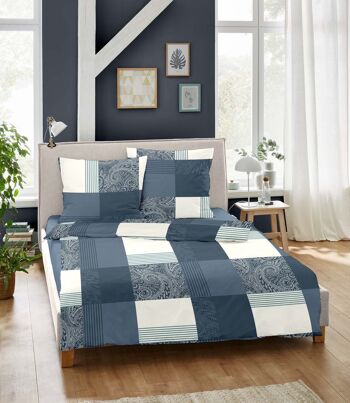 Linge de lit castor noble patchwork bleu 2