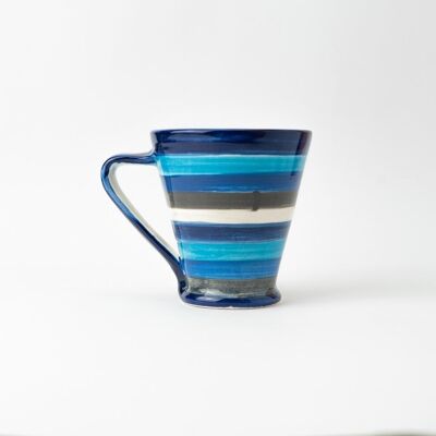 Taza de ceramica café 300ml / Rayas azules NAZAR