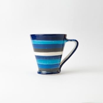 Mug à café en céramique 300ml / Rayures bleues NAZAR 2