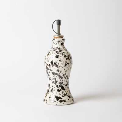 Ceramic oil can 300ml - Oil and vinegar dispenser / Black and white - GALAXY