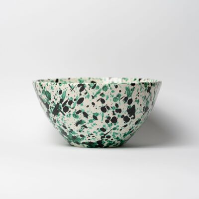 Ceramic dessert salad bowl Ø21cm / White and green OPALO