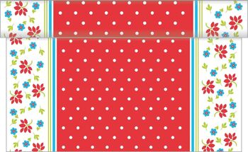 Chemin de table Lea en rouge en Linclass® Airlaid 40 cm x 24 m, 1 pièce 1