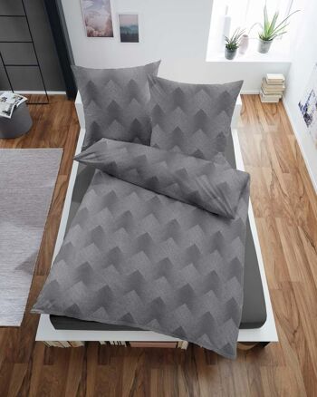 Linge de lit flanelle jacquard gris 2