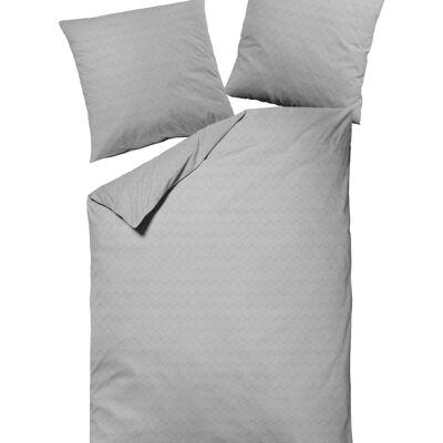 Jacquard flannel bed linen light grey, zigzag