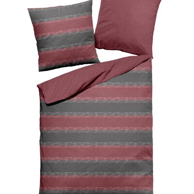 Melange flannel bed linen red, stripes