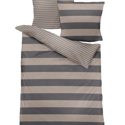 Melange flannel bed linen, brown, stripes