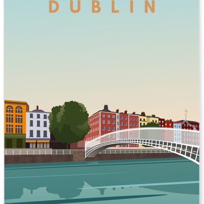 Cartel de ilustración de la ciudad de Dublín