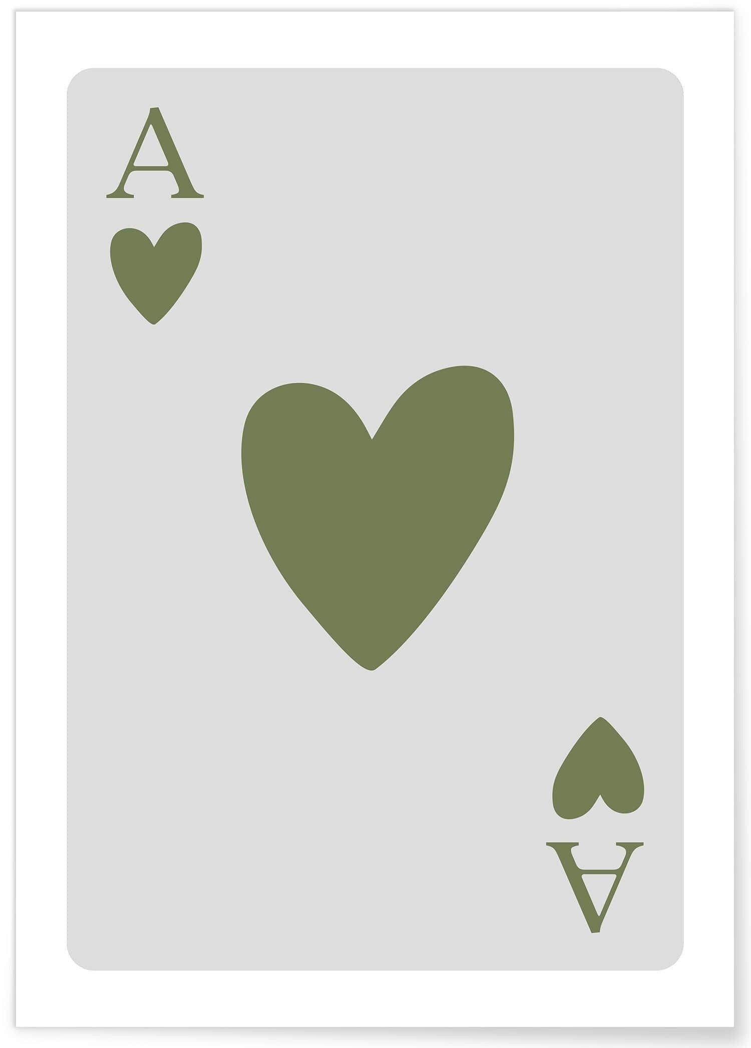 Green Ace of Hearts Poster