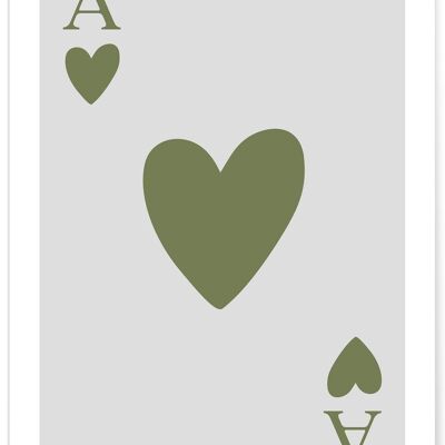 Green Ace of Hearts Poster