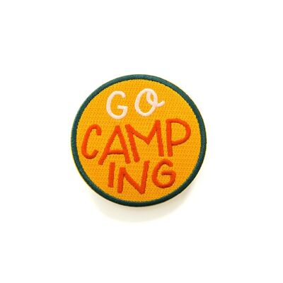 Stoffpatch, Anstecker, Aufnäher, rund "Go Camping"