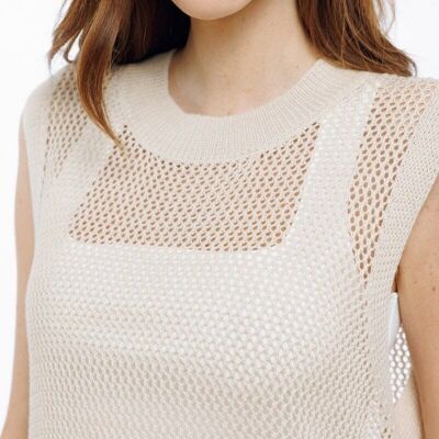 Langes Mesh-Tanktop BEIGE - PRE