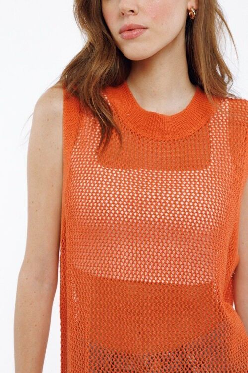 Débardeur long en mesh ORANGE - PRE