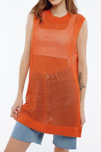 Débardeur long en mesh ORANGE - PRE 2