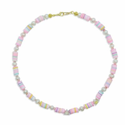 Collier de perles pastel, bijoux d'été pour filles