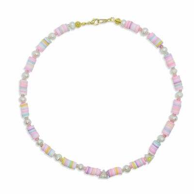 Pastel beaded necklace, Summer jewelry for girls