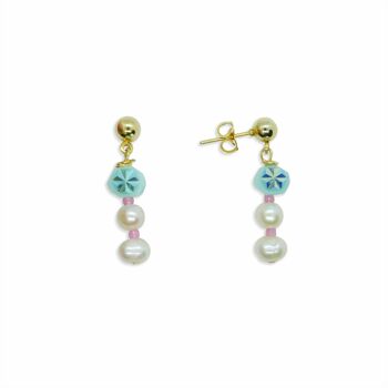 Boucles d’oreilles pendantes en perles naturelles, boucles d’oreilles pendantes mignonnes pour elle 2