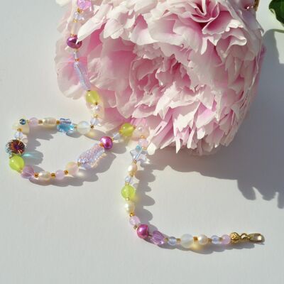 Summer vibes necklace colorful beaded, Aesthetic jewelry gift for her