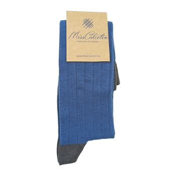 MissRaf-Anthracite Chaussettes hautes côtelées en canne 1