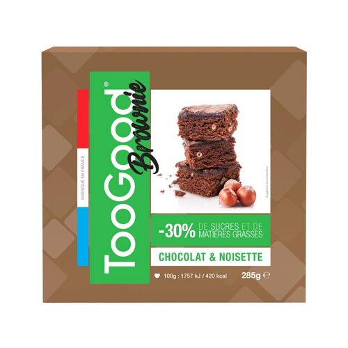 TOOGOOD - Brownie chocolat noisettes à partager 285g - 30% de sucres et de matières grasses* que les existants sur le marché