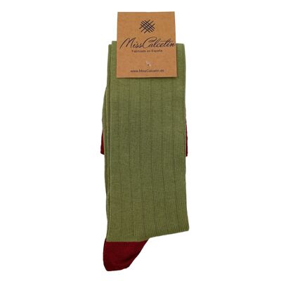Miss Thyme-Cherry Ribbed High Cane Sock