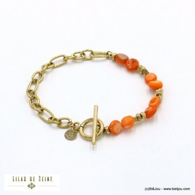 Bracelet acier nacre chaîne grosse maille fermoir T 0222135