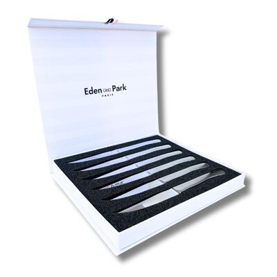 Schachtel mit 6 Tafelmessern aus Edelstahl – Eden Park