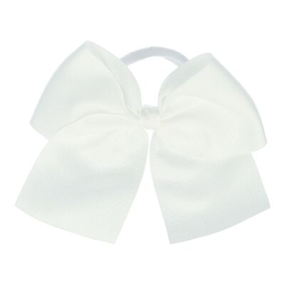 Hair bow with rubber band - 11 X 9 cm - White