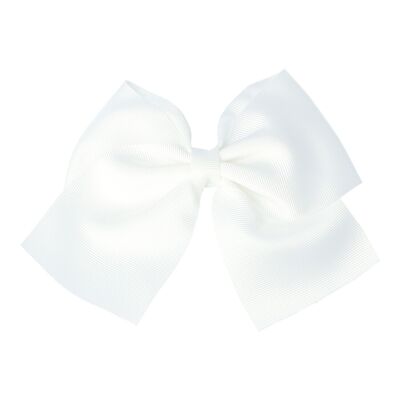 Hair Bow with Clip - 11 X 9 cm - White