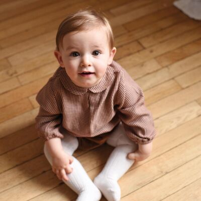 Blouse manches longues Abel flanelle pied de poule