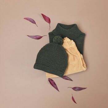 Bonnet Basile tricot fougère 100% laine 3