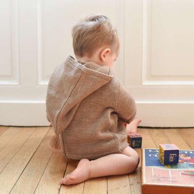 Burnous Anatole tricot beige chiné 100% laine
